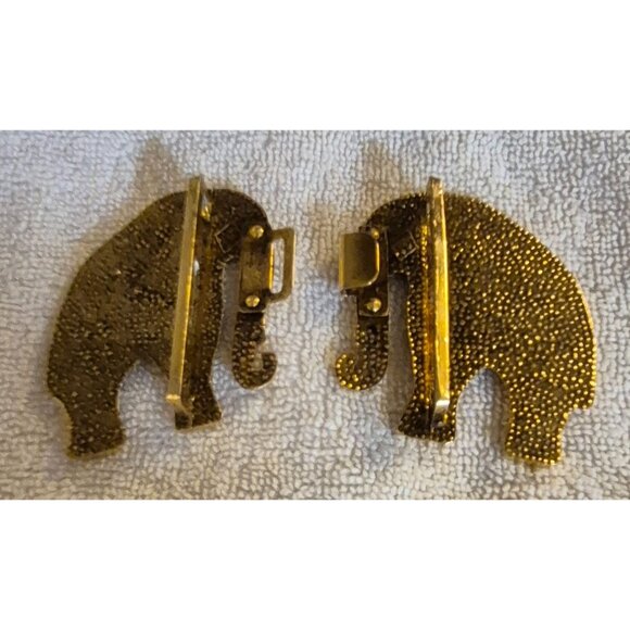 Gold Tone Double Elephant Metal Belt Buckle - Picture 2 of 7